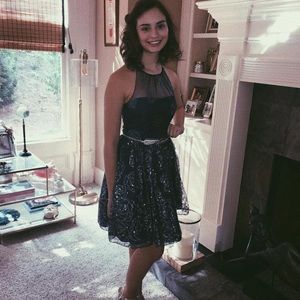 Blue glittery homecoming dress